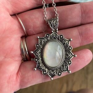 Elegant Silver toned moon Pendant Necklace